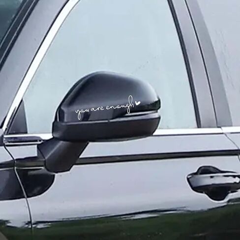 6 PCS You are Enough Mirror Decal- Motivational Rearview Mirror Stickers for Women, Self Love Affirmation Gifts(White) in Saudi Arabia