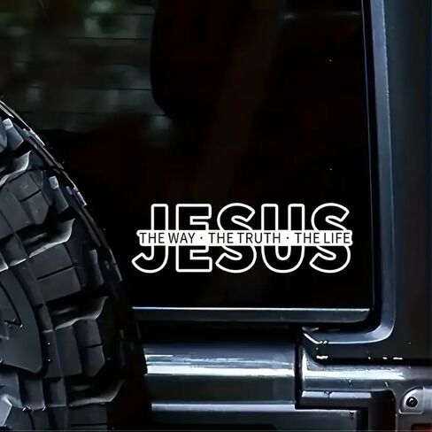 قطعتان من ملصق مصد السيارة المضحك لطريق يسوع، الحقيقة، الحياة المسيحية، ملصق من الفينيل مقاس 5 بوصات، مقاوم للماء، مقطوع بالقالب للسيارات والنوافذ وأجهزة الكمبيوتر المحمولة in Kuwait