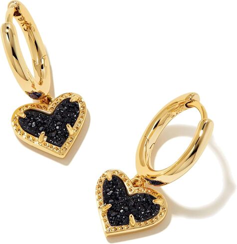 ALoveSoul Plated 14k Gold Pink Heart Cubic Zirconia Dangle Hoop Earrings for Women in Saudi Arabia