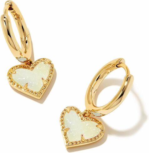 ALoveSoul Plated 14k Gold Pink Heart Cubic Zirconia Dangle Hoop Earrings for Women in Saudi Arabia