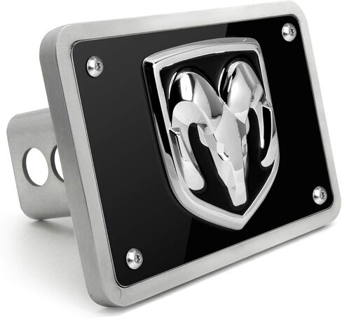 iPick Image for RAM 3D Logo Billet Aluminum 2x2 inch Tow Hitch Cover RAM1500 RAM2500 (Black) in Saudi Arabia