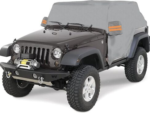 Big Ant Cab Cover for 2007-2025 Je-ep Wrangler Cover JKU JLU 4 Door, Waterproof Half Car Cover Oxford with Reflective Strip, Sun Snowproof Cab Car Cover for Convenient Zipper for Trunk Gray in Kuwait