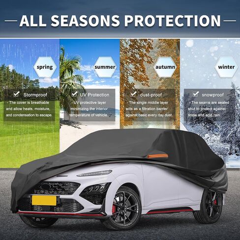 X AUTOHAUX غطاء سيارة في الهواء الطلق مقاوم للماء الشمس المطر الثلوج البرد حماية مع الجانب الأيسر الباب سستة 210D-PU لشركة هيونداي كونا in Saudi Arabia