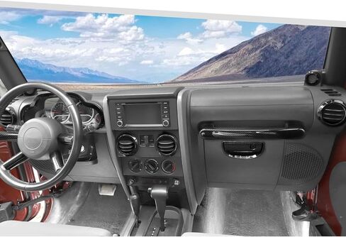 Jimen مناسب لسيارة Jeep Wrangler JK JKU 2007-2010، مجموعة داخلية مكونة من 14 قطعة - غطاء لوحة أجهزة القياس، حلقة تهوية تيار متردد، زخرفة مقبض حمل الركاب، غطاء مكبر صوت عمود (أحمر) in Kuwait