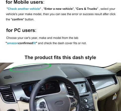 Dash Cover Mat Custom Fit for Ford Taurus with Head Up Collision Warning System with Light Sensor,Without Speaker Dashboard Cover Pad Carpet (Black) K380B in Saudi Arabia