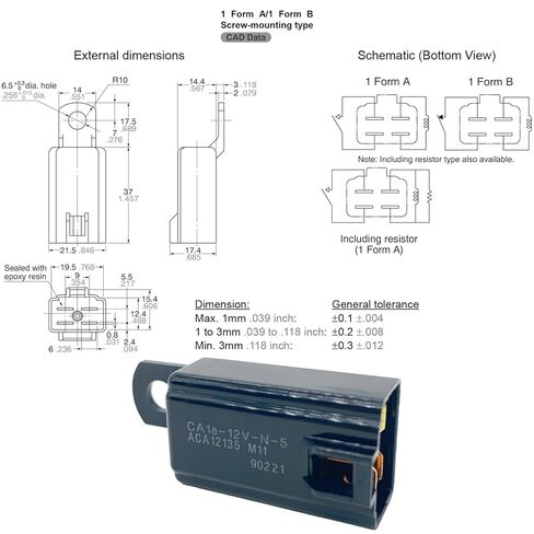 CA1a-12V-N-5 ACA12135 Relay (2-Pack) 12V DC 30A 4-Pin SPST مرحل طاقة السيارة متوافق مع الدراجات النارية والسيارات والمعدات الزراعية in Saudi Arabia