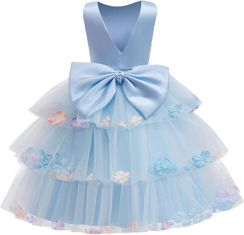Flower Girls Wedding Guest Dress Princess Birthday Party Tiered Satin Tulle Fancy Pageant Holiday Formal Dresses in Saudi Arabia