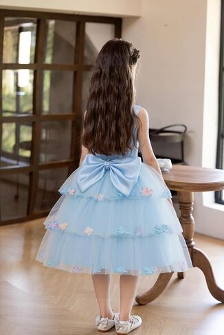 Flower Girls Wedding Guest Dress Princess Birthday Party Tiered Satin Tulle Fancy Pageant Holiday Formal Dresses in Saudi Arabia