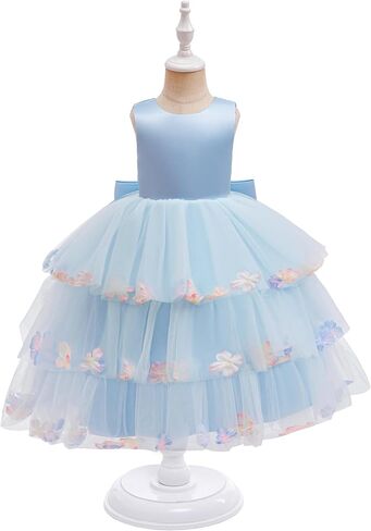 Flower Girls Wedding Guest Dress Princess Birthday Party Tiered Satin Tulle Fancy Pageant Holiday Formal Dresses in Saudi Arabia