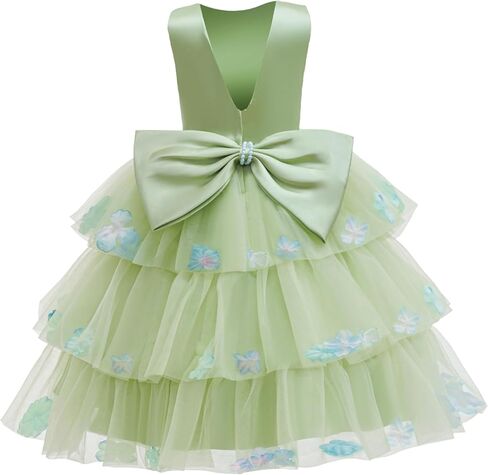 Flower Girls Wedding Guest Dress Princess Birthday Party Tiered Satin Tulle Fancy Pageant Holiday Formal Dresses in Saudi Arabia