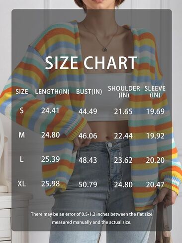 Womens Open Front Stripe Long Sleeve Cardigan Sweater Loose Fit Trendy Casual Cardigans in Saudi Arabia