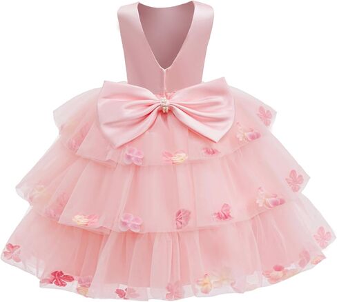 Flower Girls Wedding Guest Dress Princess Birthday Party Tiered Satin Tulle Fancy Pageant Holiday Formal Dresses in Saudi Arabia