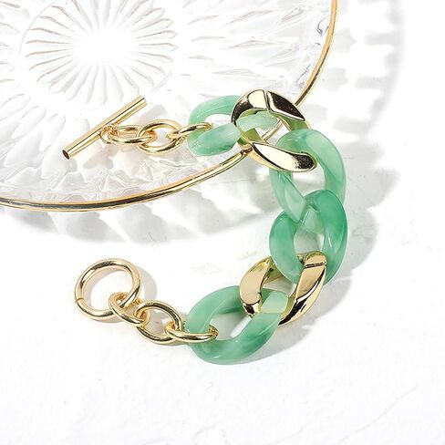 Trendy Resin Bangle Candy Color Chain Wristband Jewelry For Women Girl Adjustable Bangle Handmade Birthday Gift Wome in Saudi Arabia