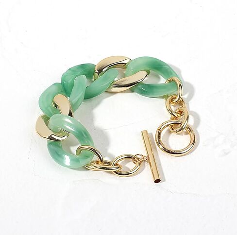 Trendy Resin Bangle Candy Color Chain Wristband Jewelry For Women Girl Adjustable Bangle Handmade Birthday Gift Wome in Saudi Arabia