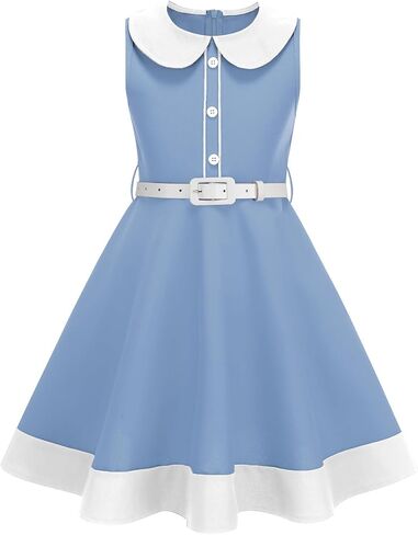 Kids 50s Vintage Dresses for Girls 1950s Party Dress Retro 50's Style Prom Birthday 1940s Rockabilly Swing Dress with Belt in Saudi Arabia