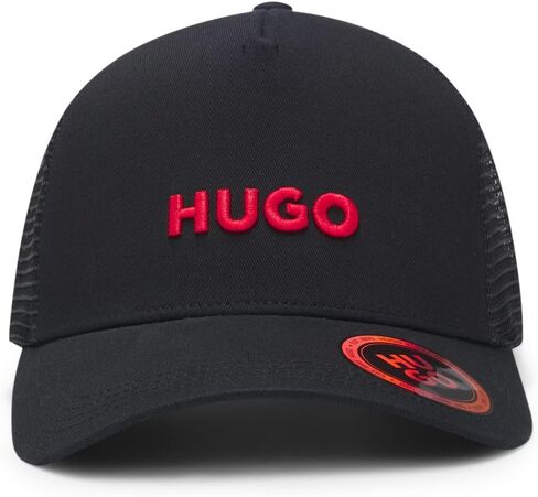 Hugo Men's Marsel Trucker Cap Cotton Twill with Mesh Inserts, 002black, One Size in Saudi Arabia