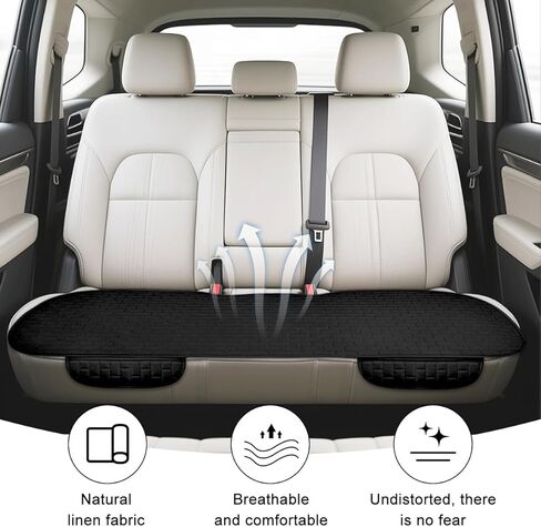 Car Back Seat Cover, Anti-Slip Long Comfortable Vehicle Rear Chair Protectors with Storage Pocket, Breathable Automotive Back Bench Cushion Pad, Universal for SUV Sedan Truck (Black) in Saudi Arabia