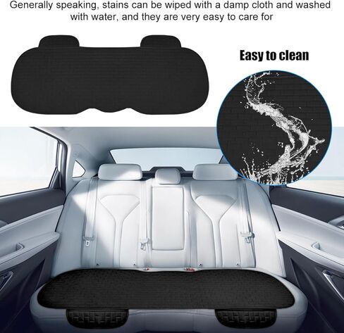 Car Back Seat Cover, Anti-Slip Long Comfortable Vehicle Rear Chair Protectors with Storage Pocket, Breathable Automotive Back Bench Cushion Pad, Universal for SUV Sedan Truck (Black) in Saudi Arabia