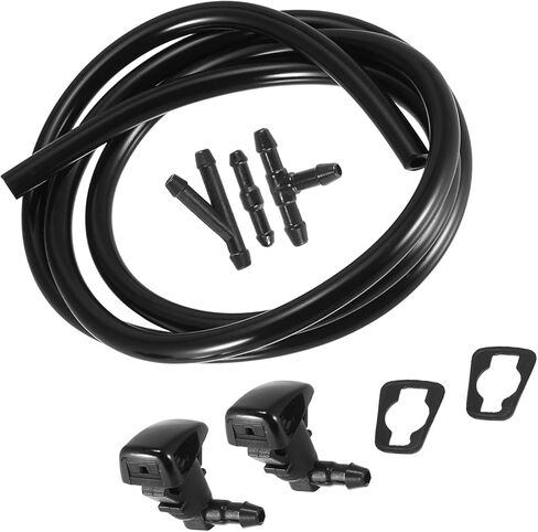 مجموعة فوهات ممسحة الزجاج الأمامي لسيارة تويوتا تاكوما مع حشوات خرطوم سائل بطول 1 متر - عبوة من 6 قطع بديلة باللون الأسود in Kuwait