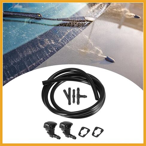 مجموعة فوهات ممسحة الزجاج الأمامي لسيارة تويوتا تاكوما مع حشوات خرطوم سائل بطول 1 متر - عبوة من 6 قطع بديلة باللون الأسود in Kuwait