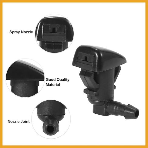 مجموعة فوهات ممسحة الزجاج الأمامي لسيارة تويوتا تاكوما مع حشوات خرطوم سائل بطول 1 متر - عبوة من 6 قطع بديلة باللون الأسود in Kuwait