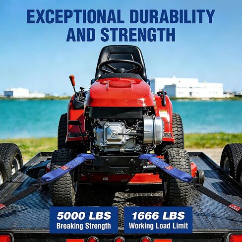 WORKPRO Soft Loop Tie Down Straps (4-Pack), 1.6" x 17", 5000 lbs Breaking Strength, Heavy Duty with Soft Loop Ends for Securing Motorcycles, ATVs, UTVs, Kayaks, Dirt Bikes - Blue in Saudi Arabia