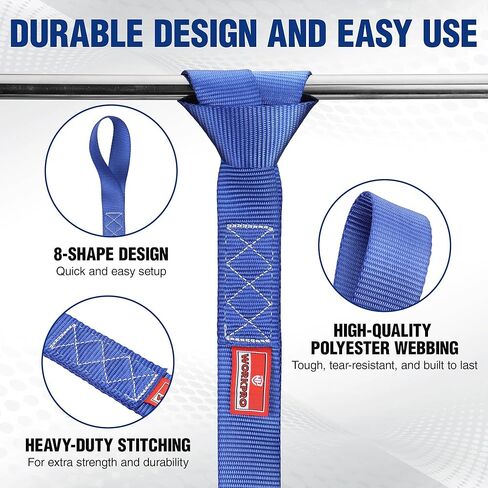 WORKPRO Soft Loop Tie Down Straps (4-Pack), 1.6" x 17", 5000 lbs Breaking Strength, Heavy Duty with Soft Loop Ends for Securing Motorcycles, ATVs, UTVs, Kayaks, Dirt Bikes - Blue in Saudi Arabia