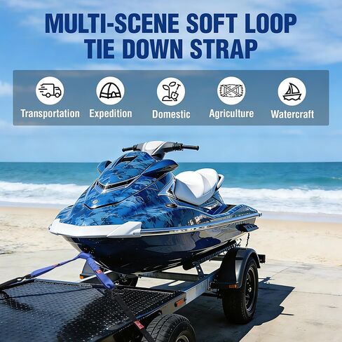 WORKPRO Soft Loop Tie Down Straps (4-Pack), 1.6" x 17", 5000 lbs Breaking Strength, Heavy Duty with Soft Loop Ends for Securing Motorcycles, ATVs, UTVs, Kayaks, Dirt Bikes - Blue in Saudi Arabia