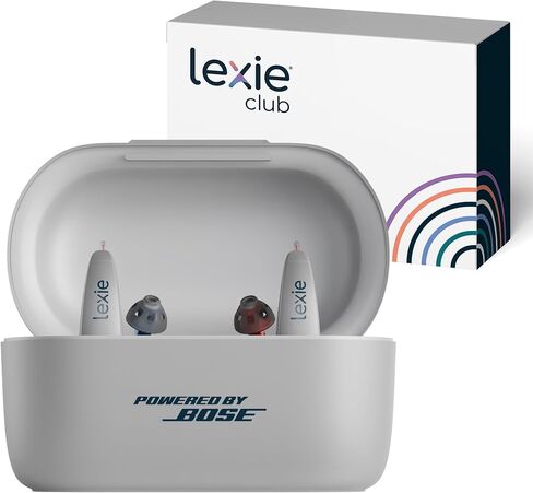 مساعدات سمعية Lexie B2 Plus OTC مدعومة من Bose - مساعدات سمعية قابلة لإعادة الشحن لكبار السن، حقيبة شحن لاسلكية لمدة 18 ساعة، أدوات مساعدة للسمع مع مكالمات تدعم البلوتوث على iOS، مساعدات للسمع (رمادي فاتح) in Saudi Arabia
