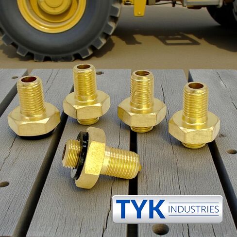 TYK Industries Large Bore AD1 Tire Valve Adapters for OTR, Truck and Farm Tires - Converts Large Bore Valve Stems Down to Standard Bore - Inside Hex Nut Style - 5 Pack in Saudi Arabia