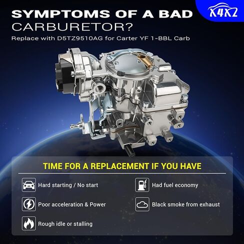 مكربن ​​D5TZ9510AG لفورد 240 250 300 6 سلندر 1975-1982 شاحنة فان بيك اب مع خنق تلقائي - كارتر YF YFC1 نوع 1 برميل المكربن ​​استبدال # D4PZ9510AC، RSC-300A، 6307S 6054، 6055 in Saudi Arabia