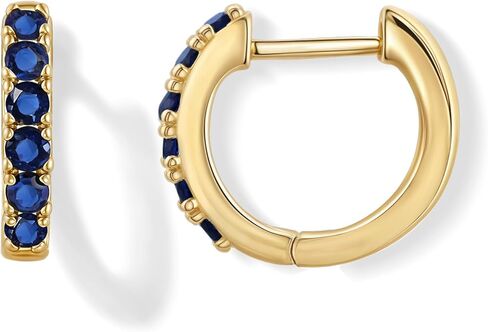 Tiny Gold Huggie Earrings for Women, Hypoallergenic 14K Gold Plated Small Birthstone Cubic Zirconia Hoop Earrings Cuff for Women Jewelry Gifts in Saudi Arabia