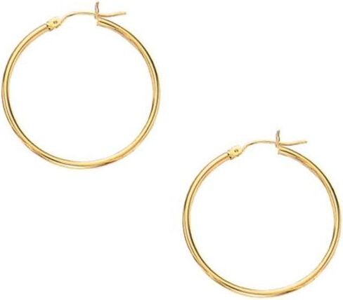 10k Yellow Gold Hoop Earrings - 2x30mm, (3/32" x 1 3/16 Inches), 1.4gr. in Saudi Arabia