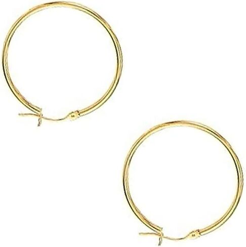 10k Yellow Gold Hoop Earrings - 2x30mm, (3/32" x 1 3/16 Inches), 1.4gr. in Saudi Arabia