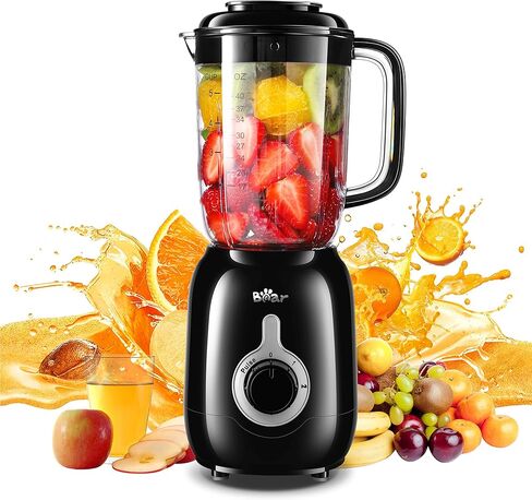 Bear Blender، 2023 ترقية خلاط المخفوقات والعصائر بقدرة 700 وات مع كوب خلاط على سطح الطاولة سعة 40 أونصة للمطبخ، 3 سرعات لسحق الثلج والهريس والفواكه المجمدة مع تنظيف مستقل in Kuwait
