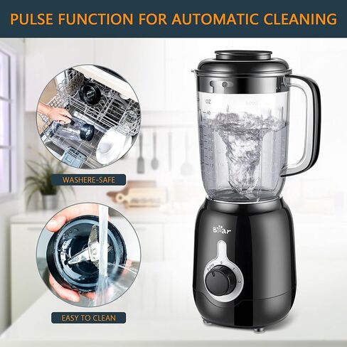 Bear Blender، 2023 ترقية خلاط المخفوقات والعصائر بقدرة 700 وات مع كوب خلاط على سطح الطاولة سعة 40 أونصة للمطبخ، 3 سرعات لسحق الثلج والهريس والفواكه المجمدة مع تنظيف مستقل in Kuwait