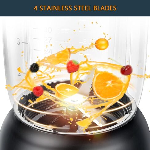 Bear Blender، 2023 ترقية خلاط المخفوقات والعصائر بقدرة 700 وات مع كوب خلاط على سطح الطاولة سعة 40 أونصة للمطبخ، 3 سرعات لسحق الثلج والهريس والفواكه المجمدة مع تنظيف مستقل in Kuwait