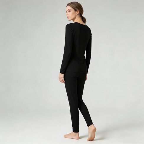 طقم ملابس داخلية حريرية حريرية للسيدات من Real Silk Life طقم طويل جونز حراري للنساء بطبقة أساسية ناعمة من الأعلى والأسفل in Kuwait