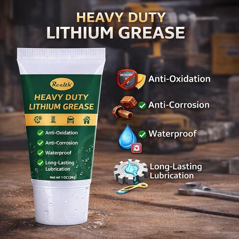 Realth Lithium Grease 1 oz High Temp Waterproof Synthetic Industrial Lubricant for Worm Gears, Rollers, Chains & Bearings, Ideal for Heavy-Duty Industrial & Automotive Use in Saudi Arabia