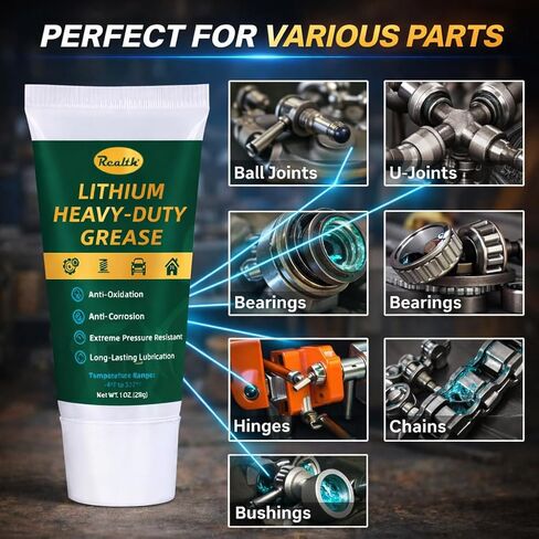 Realth Lithium Grease 1 oz High Temp Waterproof Synthetic Industrial Lubricant for Worm Gears, Rollers, Chains & Bearings, Ideal for Heavy-Duty Industrial & Automotive Use in Saudi Arabia