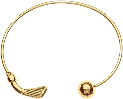 Gold Golf Bangle Bracelet – Minimalist Golf Club & Ball Design in Stainless Steel – Adjustable Sports Jewelry Gift in Saudi Arabia