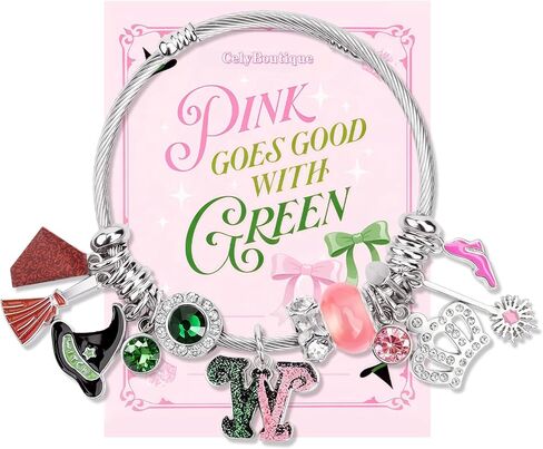 سوار ساحر باللونين الوردي والأخضر مع تاج لامع، عصا سحرية، قبعة ساحرة، أساور قابلة للتعديل على شكل قلب للمعجبين in Kuwait