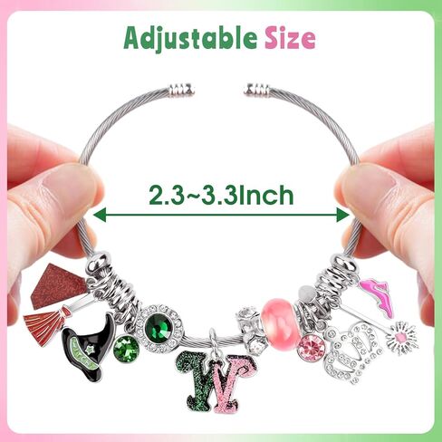 سوار ساحر باللونين الوردي والأخضر مع تاج لامع، عصا سحرية، قبعة ساحرة، أساور قابلة للتعديل على شكل قلب للمعجبين in Kuwait