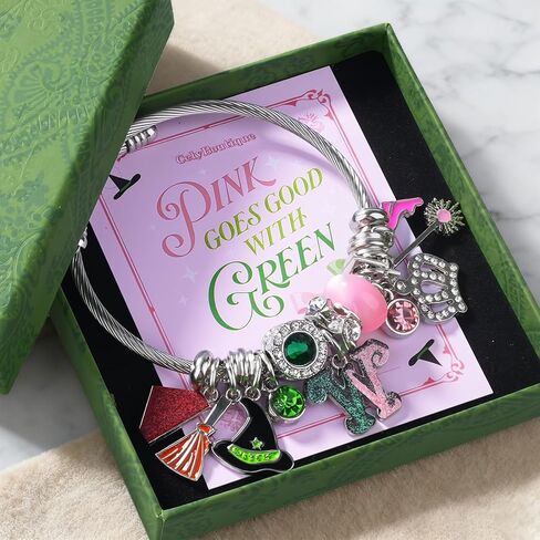 سوار ساحر باللونين الوردي والأخضر مع تاج لامع، عصا سحرية، قبعة ساحرة، أساور قابلة للتعديل على شكل قلب للمعجبين in Kuwait