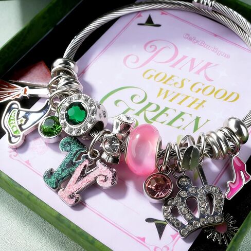 سوار ساحر باللونين الوردي والأخضر مع تاج لامع، عصا سحرية، قبعة ساحرة، أساور قابلة للتعديل على شكل قلب للمعجبين in Kuwait