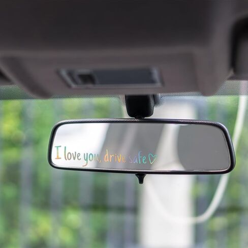 ملصق مرآة الرؤية الخلفية I Love You Drive الآمن، ملصق سيارة هدية آمنة للقيادة للسائق الجديد للصديق والزوج المراهق، تذكير سهل الاستخدام (أبيض) in Saudi Arabia