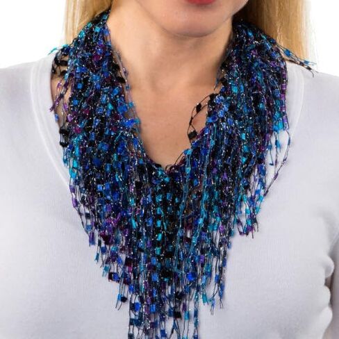 قلادات وشاح للنساء الأنيقة - أوشحة باللون الفيروزي والأرجواني للنساء الأنيقة - وشاح سفر للنساء - مجوهرات السفر - قلادة هامشية خفيفة الوزن - إكسسوارات أزياء مصنوعة يدويًا - TA in Kuwait