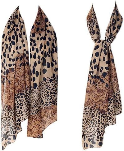 Chiffon Leopard Long Scarf for Women Summer Leopard Print Bikini Wrap Shawl Light Neck Scarf ZWJ08 in Saudi Arabia