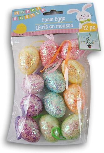 Small Foam Easter Egg Mini Ornaments - 12 Count - Style Varies in Saudi Arabia