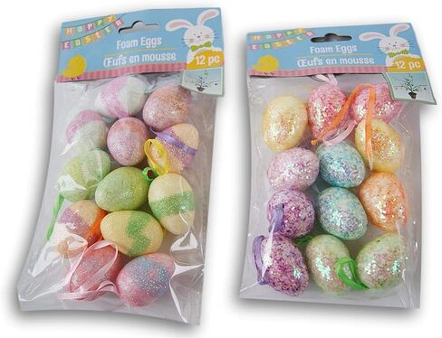 Small Foam Easter Egg Mini Ornaments - 12 Count - Style Varies in Saudi Arabia